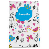 シンプル名ガーリー誕生日パタカラフルーン ミディアムペーパーバッグ (正面)