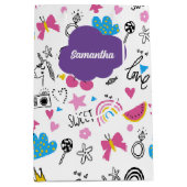 シンプル名ガーリー誕生日パタカラフルーン ミディアムペーパーバッグ (正面)