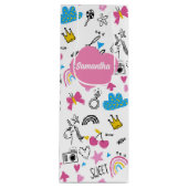 シンプル名ガーリー誕生日パタカラフルーン ワインギフトバッグ (正面)