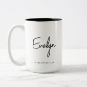 シンプル名スクリプトカスタム文字 ツートーンマグカップ (左)