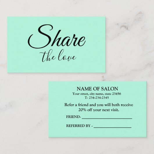 シンプル名ミニマル前アドレス共有loveを 紹介カード (正面/裏面)