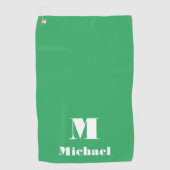 シンプル名モダンイニシャル無地の色（緑） ゴルフタオル (正面)