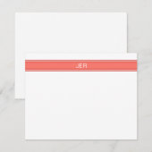 シンプル名モダンモノグラムのイニシャルコーラルレッド ノートカード (正面/裏面)