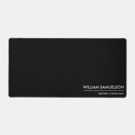 シンプル名モノグラム2行のカスタム文字ブラック デスクマット
