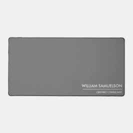 シンプル名モノグラム2行のカスタム文字灰色 デスクマット