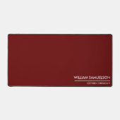 シンプル名モノグラム2行のカスタム文字赤 デスクマット (正面)