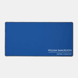 シンプル名モノグラム2行のカスタム文字青 デスクマット