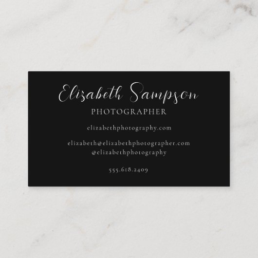 シンプル名前をカスタムするブラック 名刺 (裏面)
