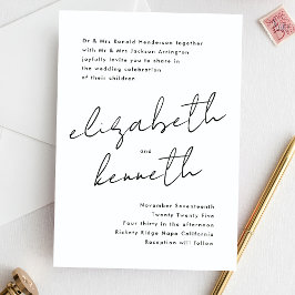 シンプル名前をカスタムするモダンツキシドホワイト結婚ズ 招待状