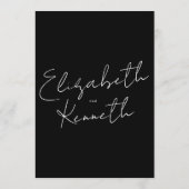 シンプル名前をカスタムするモダンツキシドホワイト結婚ズ 招待状 (裏面)