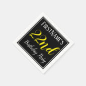 シンプル名前をカスタムする付き第22回バースデーパーティー スタンダードカクテルナプキン (角)