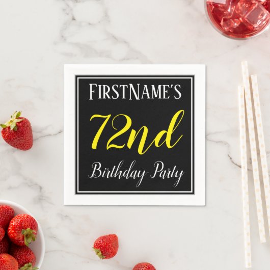 シンプル名前をカスタムする付き第72回バースデーパーティー スタンダードカクテルナプキン (インサイチュ)