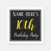 シンプル名前をカスタムする付き10th誕生日パーティー スタンダードカクテルナプキン (正面)