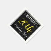 シンプル名前をカスタムする付き20th誕生日パーティー スタンダードカクテルナプキン (角)