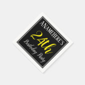 シンプル名前をカスタムする付き24th誕生日パーティー スタンダードカクテルナプキン (角)