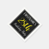 シンプル名前をカスタムする付き28th誕生日パーティー スタンダードカクテルナプキン (角)