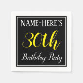 シンプル名前をカスタムする付き30歳の誕生日パーティー スタンダードカクテルナプキン (正面)