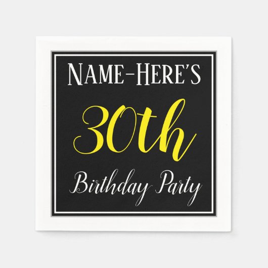 シンプル名前をカスタムする付き30歳の誕生日パーティー スタンダードカクテルナプキン (正面)