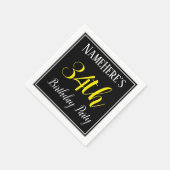 シンプル名前をカスタムする付き34th誕生日パーティー スタンダードカクテルナプキン (角)