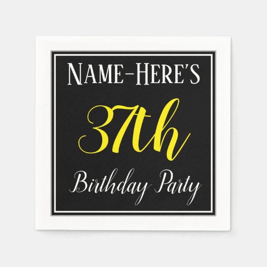 シンプル名前をカスタムする付き37th誕生日パーティー スタンダードカクテルナプキン (正面)