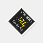 シンプル名前をカスタムする付き37th誕生日パーティー スタンダードカクテルナプキン (角)