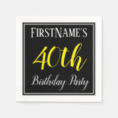 シンプル名前をカスタムする付き40歳の誕生日パーティー スタンダードカクテルナプキン (正面)