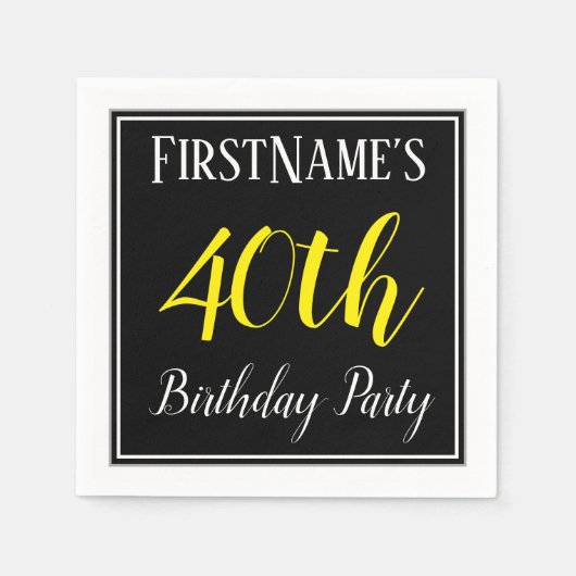 シンプル名前をカスタムする付き40歳の誕生日パーティー スタンダードカクテルナプキン (正面)
