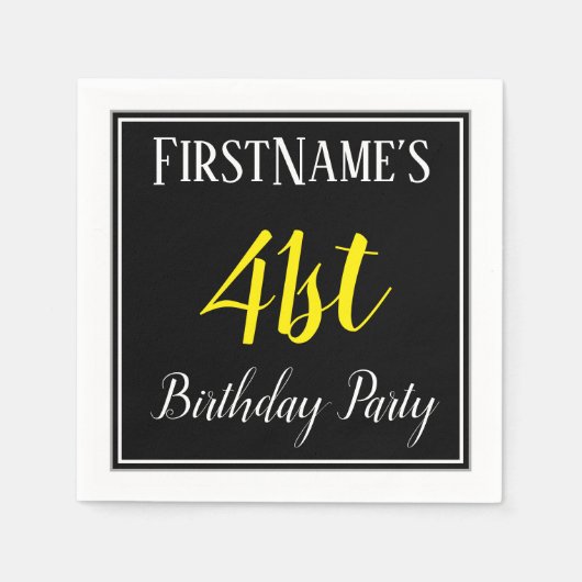 シンプル名前をカスタムする付き41歳の誕生日パーティー スタンダードカクテルナプキン (正面)
