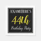 シンプル名前をカスタムする付き44th誕生日パーティー スタンダードカクテルナプキン (正面)