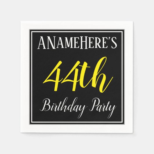 シンプル名前をカスタムする付き44th誕生日パーティー スタンダードカクテルナプキン (正面)