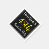 シンプル名前をカスタムする付き45th誕生日パーティー スタンダードカクテルナプキン (角)