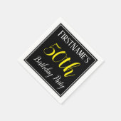 シンプル名前をカスタムする付き50th誕生日パーティー スタンダードカクテルナプキン (角)