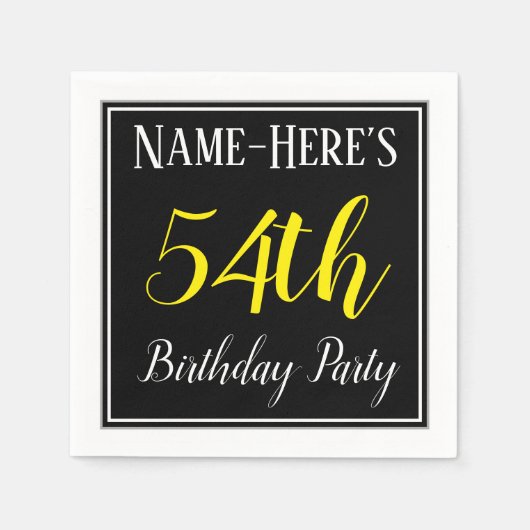 シンプル名前をカスタムする付き54th誕生日パーティー スタンダードカクテルナプキン (正面)