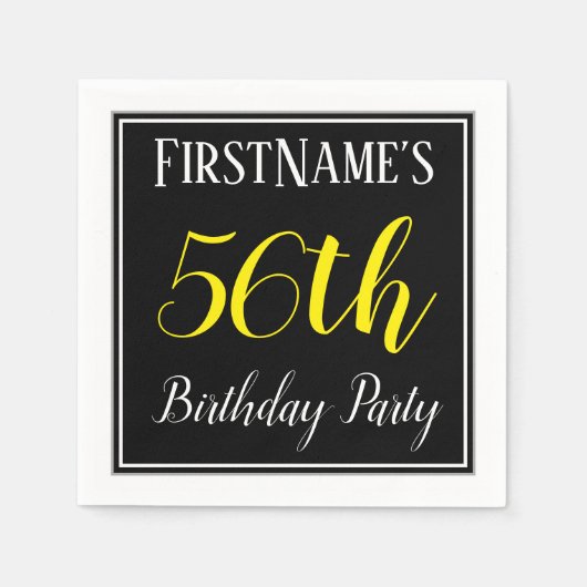 シンプル名前をカスタムする付き56th誕生日パーティー スタンダードカクテルナプキン (正面)