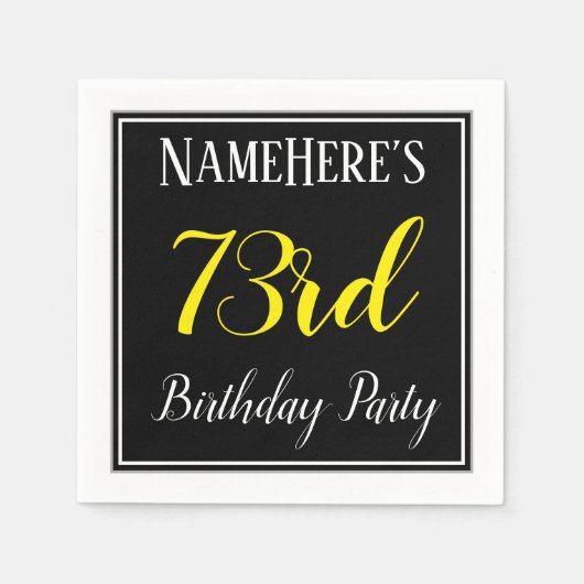 シンプル名前をカスタムする付き73rd誕生日パーティー スタンダードカクテルナプキン (正面)