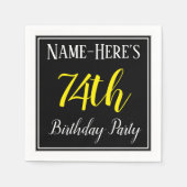 シンプル名前をカスタムする付き74th誕生日パーティー スタンダードカクテルナプキン (正面)