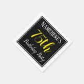 シンプル名前をカスタムする付き75th誕生日パーティー スタンダードカクテルナプキン (角)