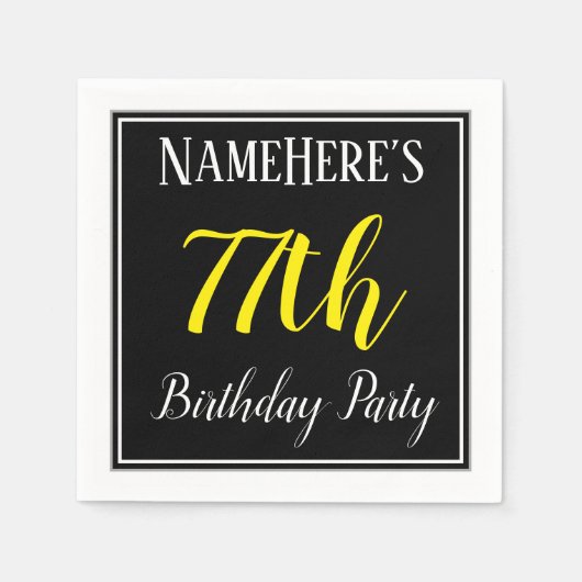 シンプル名前をカスタムする付き77th Birthday Party スタンダードカクテルナプキン (正面)