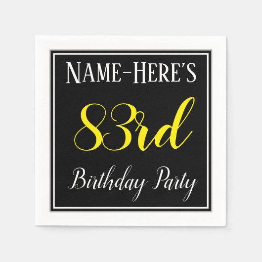 シンプル名前をカスタムする付き83rd誕生日パーティー スタンダードカクテルナプキン (正面)