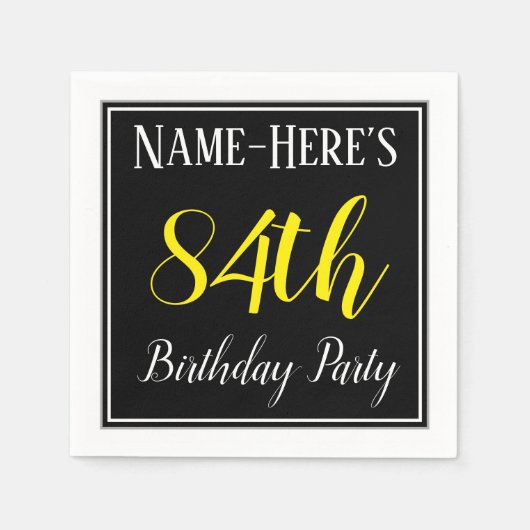 シンプル名前をカスタムする付き84th誕生日パーティー スタンダードカクテルナプキン (正面)