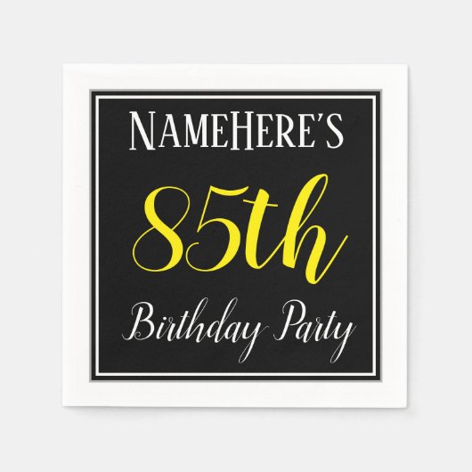 シンプル名前をカスタムする付き85th誕生日パーティー スタンダードカクテルナプキン (正面)