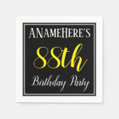 シンプル名前をカスタムする付き88th Birthday Party スタンダードカクテルナプキン (正面)