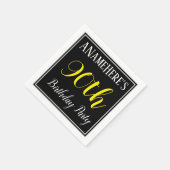 シンプル名前をカスタムする付き90th誕生日パーティー スタンダードカクテルナプキン (角)