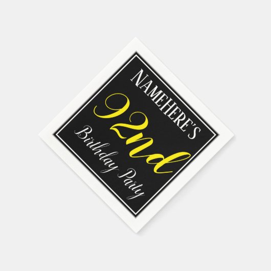 シンプル名前をカスタムする付き92nd誕生日パーティー スタンダードカクテルナプキン (角)