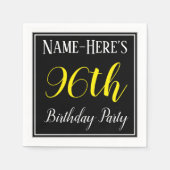 シンプル名前をカスタムする付き96th誕生日パーティー スタンダードカクテルナプキン (正面)