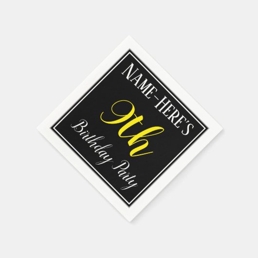 シンプル名前をカスタムする付き9th誕生日パーティー スタンダードカクテルナプキン (角)