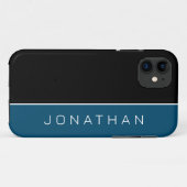 シンプル名男らし色ブロック黒と青 Case-Mate iPhoneケース (裏面(横))