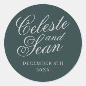 シンプル名結婚の日付特典封筒クラシックR ラウンドシール (正面)