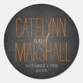 シンプル名結婚の日付特典封筒 ラウンドシール (正面)