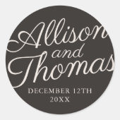 シンプル名結婚の日付特典封筒 ラウンドシール (正面)